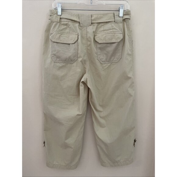 Caribbean Joe Capris Utility Cropped Pants Women's 10 Petite Beige D-Ring Belted - Picture 4 of 8